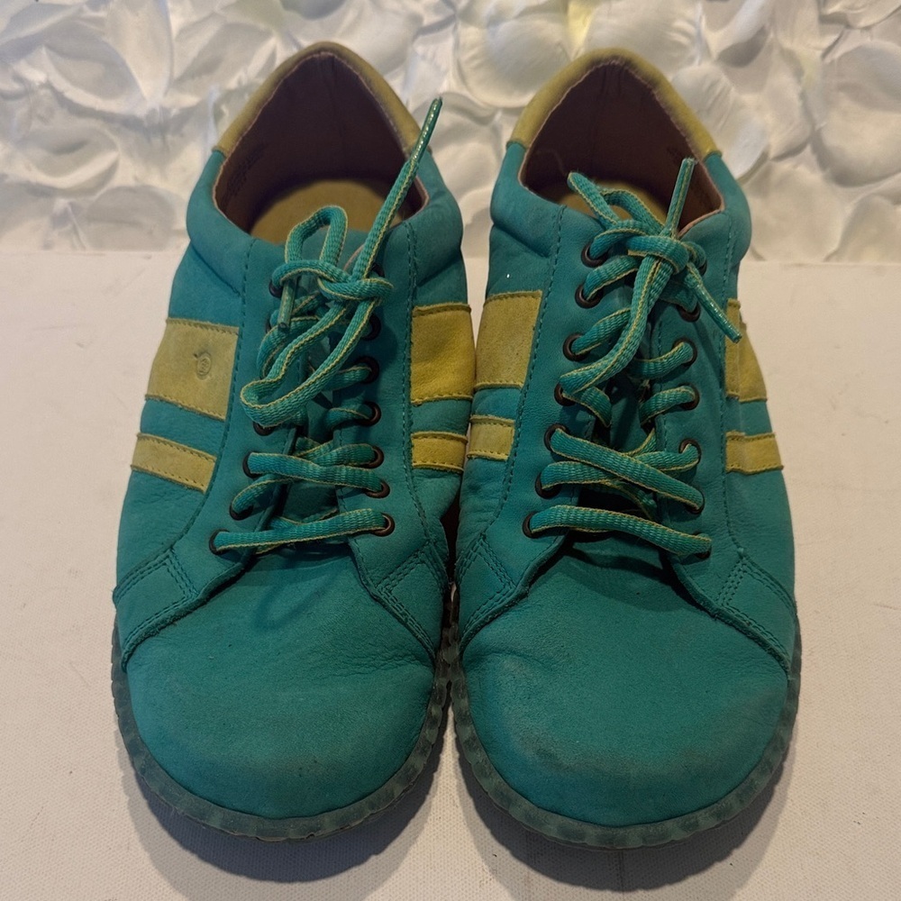 Born Teal and Yellow Lace-Up Shoes